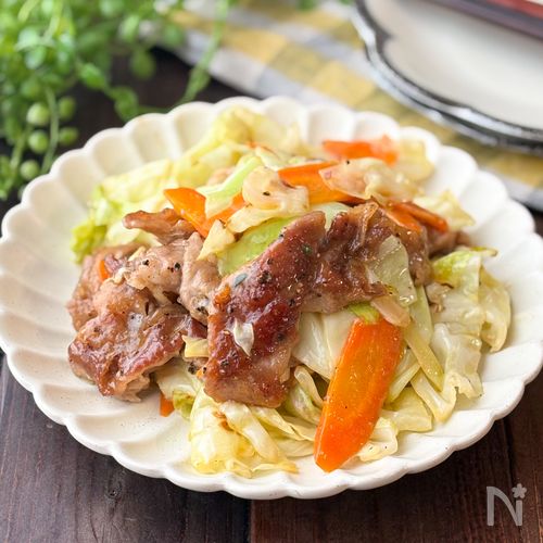 キャベツと豚肉のオイマヨ炒め