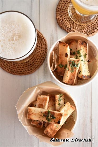 おつまみにピッタリ！パンの耳で♪ガーリックバターラスク