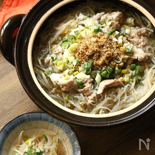 【ゴマみそ春雨もやし鍋】コクうま濃厚な味わい！