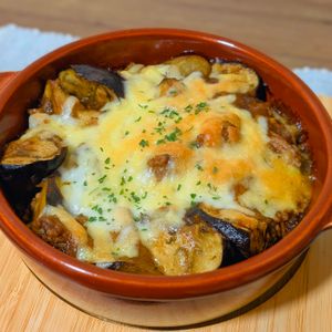 莉子の作ってみた!投稿(火を使わずにつくる！茄子たっぷり焼きカレー)