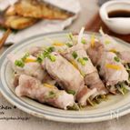 電子レンジで作る簡単メイン＊節約＊豆苗ともやしの豚巻き＊