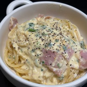 968467の作ってみた!投稿(最高に美味しい☆ガーリックと小ネギのカルボナーラ)