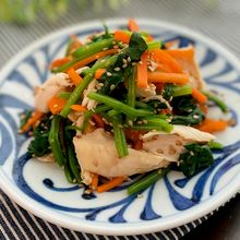 めんつゆで♪ささみとほうれん草の胡麻和え