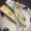 パブロママの作ってみた!投稿(ふふおつまみ♡【餃子の皮でチーズと紫蘇くるくる】)