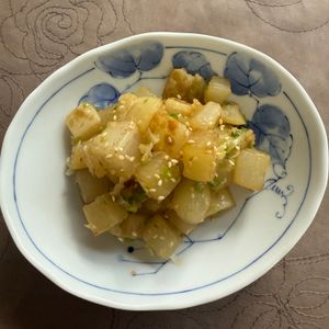 レイチーの作ってみた!投稿(葱塩だれで旨々☆コロコロ大根ステーキ。)