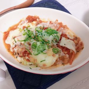 milkの作ってみた!投稿(レンジで作る♪『豆腐のキムチーズ蒸し』ダイエットにも◎)