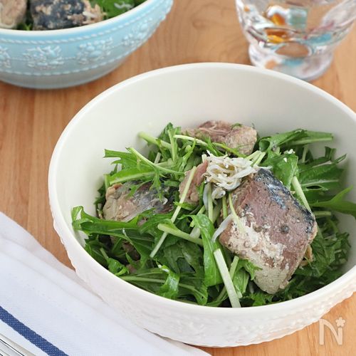 火を使わず簡単！さばと水菜のレモンオイル