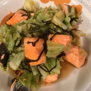 風花の作ってみた!投稿(鮭とキャベツの重ね蒸し【#レンジ】)