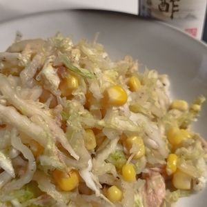 1046780の作ってみた!投稿(5分で完成！【白菜とコーンの中華風ツナサラダ】胡麻油香る♩)