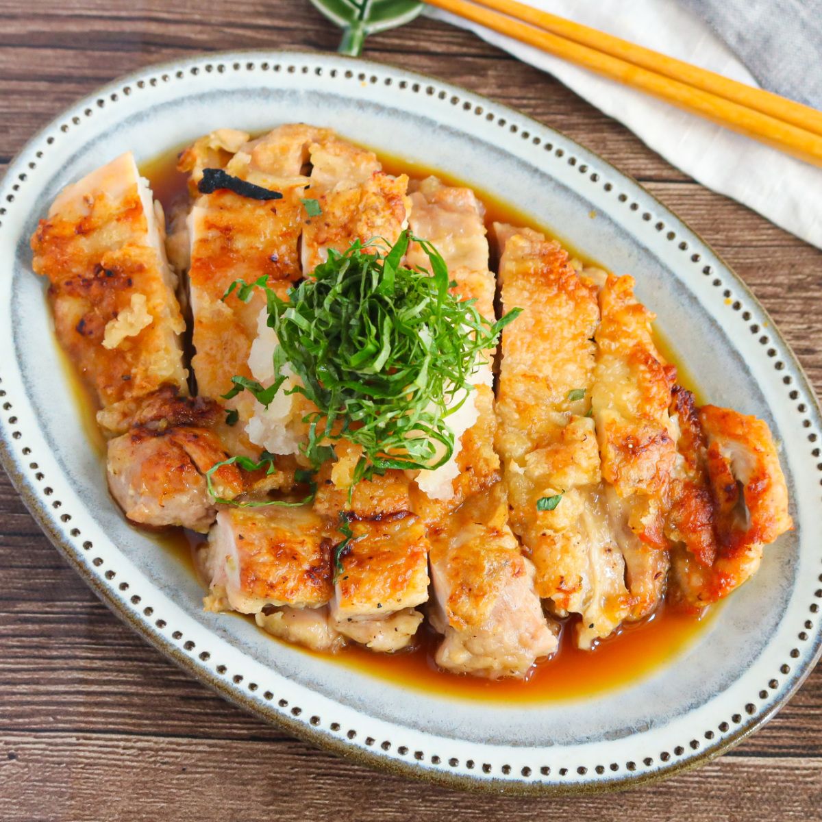 柚子胡椒揚げ鶏のおろしポン酢かけ【少ない油で揚げずに♪】 | レシピ
