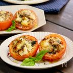 鯖缶で簡単ごちそう🍅バジル香るトマトのファルシ