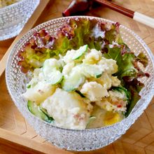 【たくあんと梅の和風ポテトサラダ】めんつゆで簡単味付け★