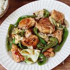 【鶏肉とお野菜のオイポンだれ炒め】こってり美味しい♪