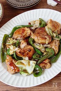 【鶏肉とお野菜のオイポンだれ炒め】こってり美味しい♪