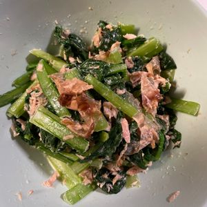 フジの作ってみた!投稿(小松菜とツナの無限サラダ【#茹でない#作り置き#ポリ袋】)
