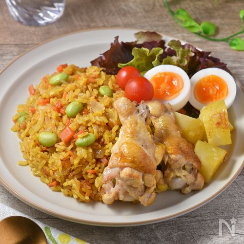 手羽元カレーピラフ│炊飯器におまかせ!満足ワンプレート