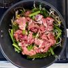 豚こまと豆もやし蒸しのニンニクごまだれの工程2