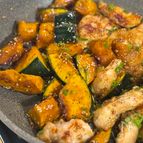 【ホクうまっ！】かぼちゃ鶏肉の甘辛ごま炒め