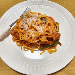 ナムディの作ってみた!投稿(【焼きナポリタン】ゆでずに簡単！パパッとランチに◎)
