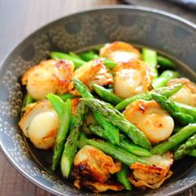 アスパラ帆立のバター焼き