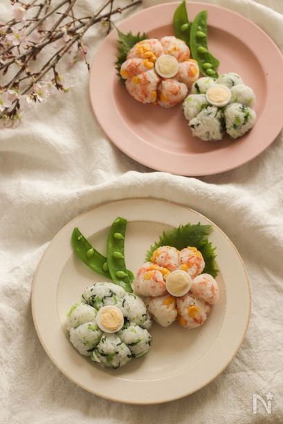 レシピ お弁当におすすめ 型不要のお花おにぎり 暮らしを楽しむごはんとおやつ 米粉料理家 管理栄養士 中村りえ