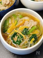暑い日もするっと食べれる【豚肉ともやしの柚子胡椒風味スープ】