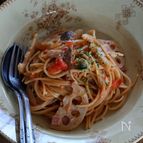 ワンパン15分！【蓮根トマトクリームパスタ】洗い物が楽♪