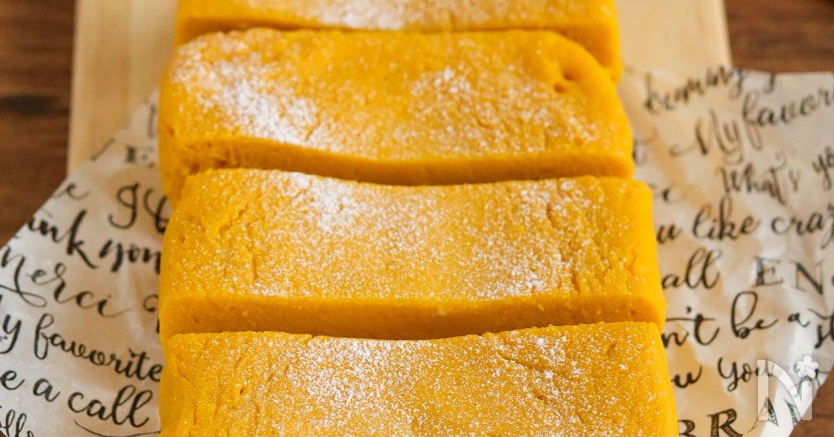 豆腐でヘルシー♡濃厚かぼちゃケーキ【レンジで完成！】