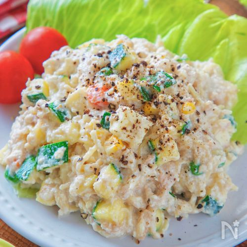 【ズッキーニとツナのイタリアン白和え】うどんスープで簡単！