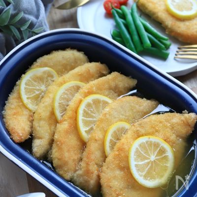 レモンバターの鶏ささみカツレツ