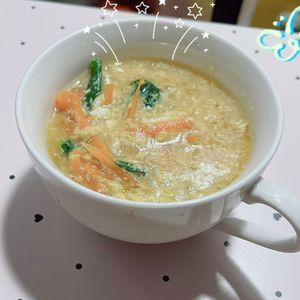 あーちゃん·͜· ♡の作ってみた!投稿(【小松菜と卵のとろみ中華スープ】ごま油香る♬栄養満点スープ♡)