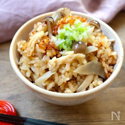 作業時間は10分以内！絶品 きのことごぼうの炊き込みご飯