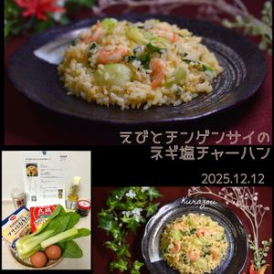 クラ蔵の作ってみた!投稿(【おうち中華】えびとチンゲンサイのネギ塩チャーハン)