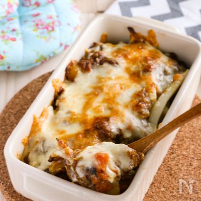 熱々とろ~り♪【フライドポテトとカレーのチーズグラタン】