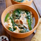 【豚バラとほうれん草の中華風豚汁】すりごま♪ごま油香る♪