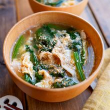 【豚バラとほうれん草の中華風豚汁】すりごま♪ごま油香る♪