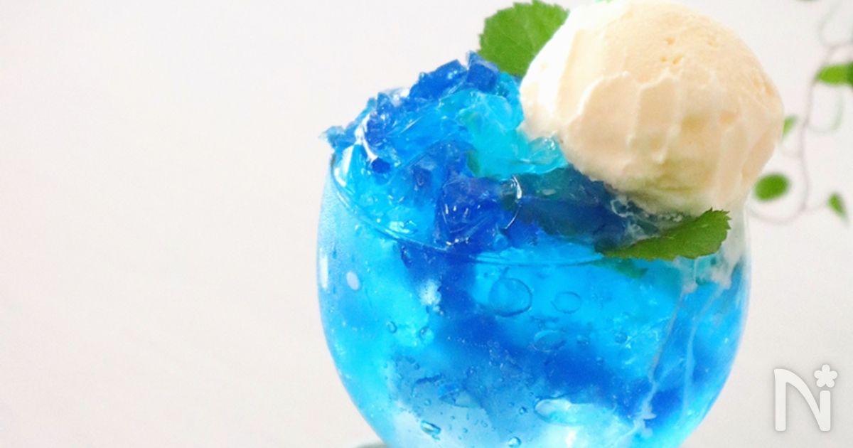 動画あり 簡単 かき氷シロップdeあじさいジェリークリームソーダ By のりp Noripetit レシピサイト Nadia ナディア プロの料理家のおいしいレシピ