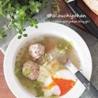 作り置きでヘルシーミートボールの和風肉だんごスープ温玉添え♡