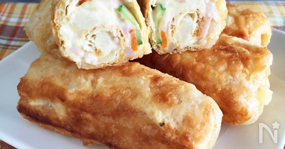ポテトサラダの油揚げロールザクザク衣焼き
