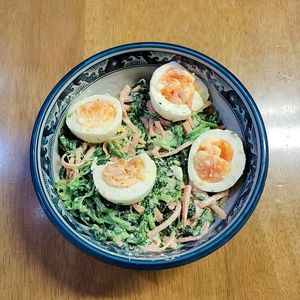 ぴんくツバメの作ってみた!投稿(【レンジで♡ほうれん草と卵のごまみそマヨ和え】コク旨簡単！)