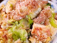 行列の定食屋さんの🍚豚こまキャベツの和風チャンプルー🤩