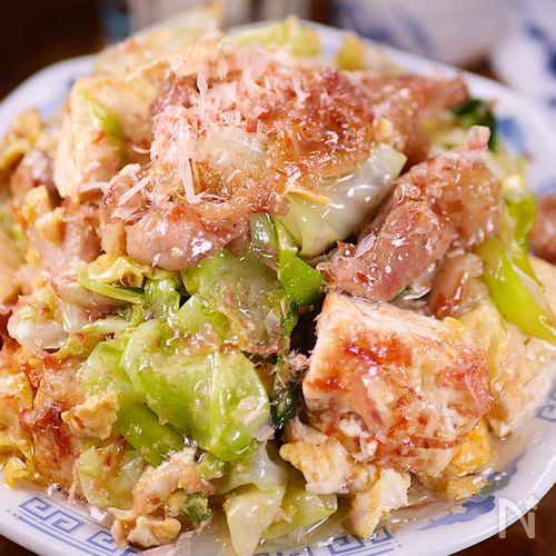 行列の定食屋さんの🍚豚こまキャベツの和風チャンプルー🤩
