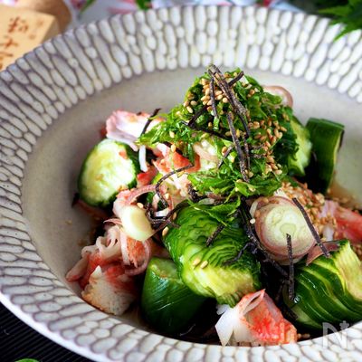 【和風やみつききゅうり】塩昆布が調味料！カニかまきゅうり