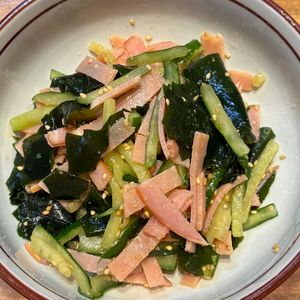 くだもの大好き🧡の作ってみた!投稿(きゅうりとハムの中華サラダ_1本使い切り! 定番レシピ)