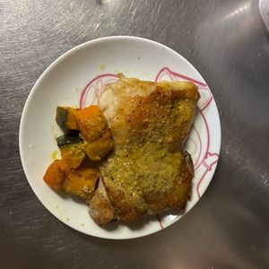 ぱぁぷるへいずの作ってみた!投稿(パリパリチキンのかぼちゃマスタードソース)