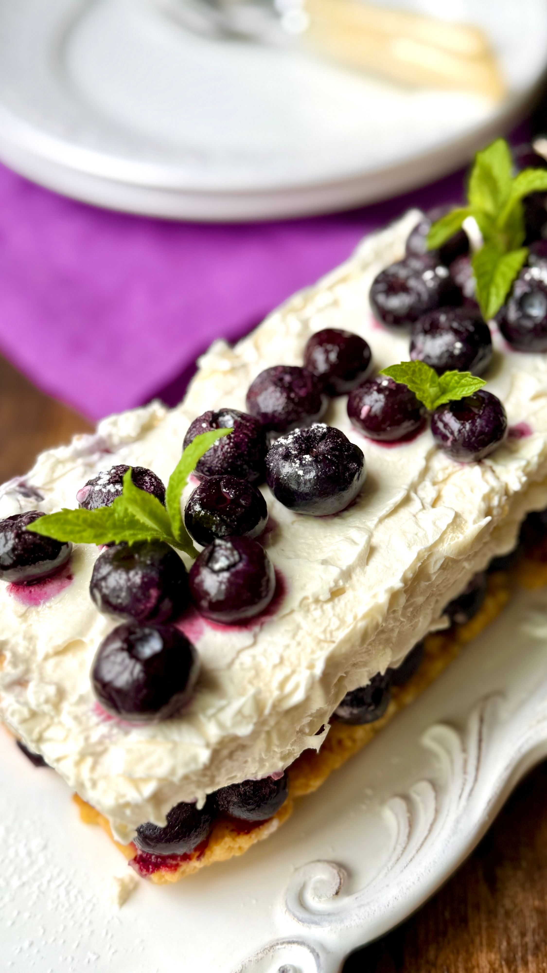 ブルーベリーチーズケーキ 4ステップで出来るブルーベリーのレアチーズケーキ｜No-bake Blueberry