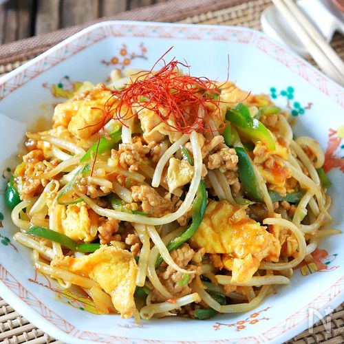 【もやしピーマンの麻婆炒め】
シャキシャキ辛旨♡