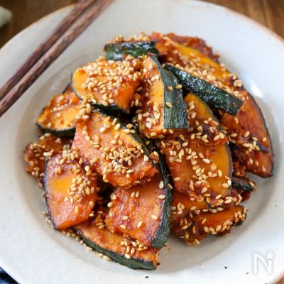 【食材ひとつ】かぼちゃの味噌きんぴらごまがらめ