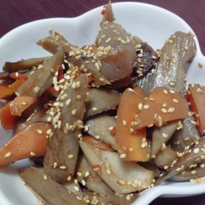 バルの作ってみた!投稿(ヘルシー和食のお惣菜😘ぷりぷりゴロっと♪きんぴらごぼう🤭)