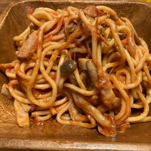 けいの作ってみた!投稿(ベーコンときのこのトマトクリームパスタ・ワンパンで簡単♩)